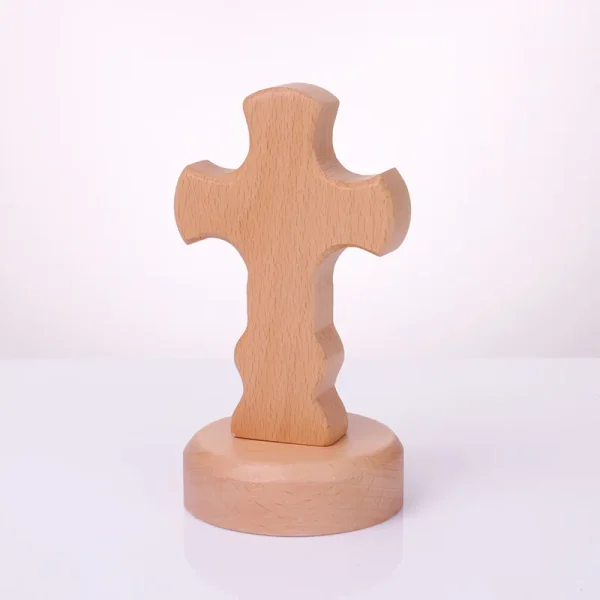 Mecrt Carved Beech Wood Cross Crafts Gifts for Church Table Decor Black Walnut Wooden Cross for Easter Ornaments Home De