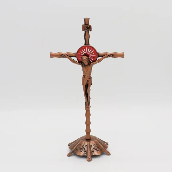 Catholic Crucifix Retro Metal Craft Angel Figurine Engraved Ornaments for Home Office Decoration Retail Spot Supply Whol