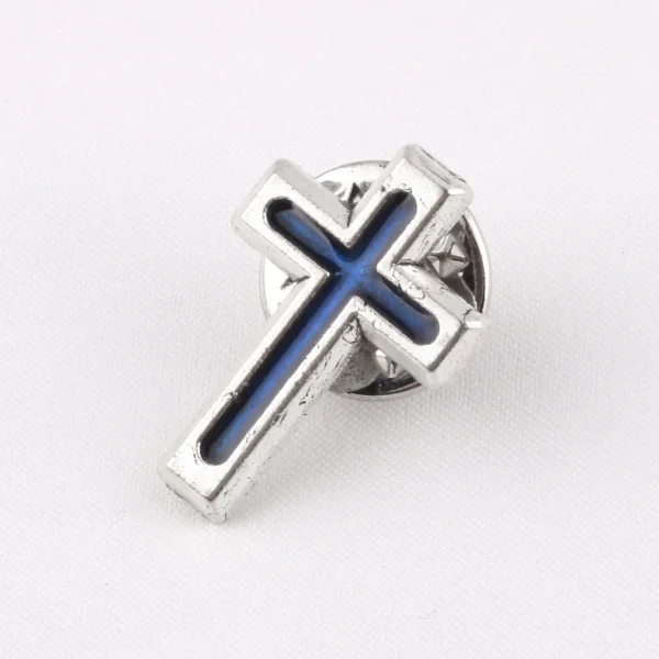 Classic Cross-Shaped Shirt Brooches Blue Red Enamel Pins for Handbag Backpack Badge-for Wholesale Main Material Alloy Je