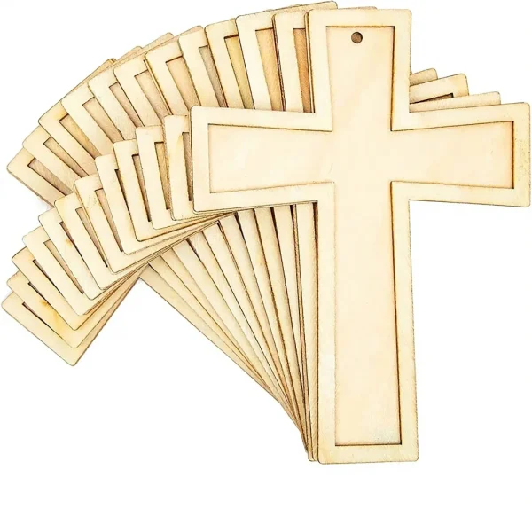 Wood Cross Christmas Pendant DIY Jewelry Craft Decoration