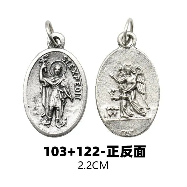 Mecrt Best Seller 2.2cm Double Sided Religious Pendant Saint Experdee + Guardian Angel Hot Jewelry Made of Alloy