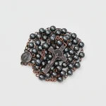 Euro-american Style Cross Necklace Punk Rock Black Gallstone Rosary Bead Chain Dark Goth Wears a Pendant - Image 5