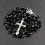 Catholic Rosary Prayer Beads Imitation Pearl Necklace Cross Baptismal Communion Rosary 8mm Christian Jesus Jewelry Church Gift - Image 2