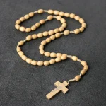 Vintage Rosary Cross Natural Wood Beads 10mm Religious Handmade Pendant Jesus Easter Presents Gifts Christian Jewelry Wholesale - Image 5