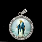 Zinc Alloy Catholic Saint Charm Pendant for Religious Round Jesus Angel Madonna Pendant - Image 4