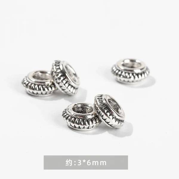 Zinc Alloy Disc Beads with Inlaid Diamonds DIY Handmade Bracelet Jewelry & Abacus Components Jewelry Findings Spacer