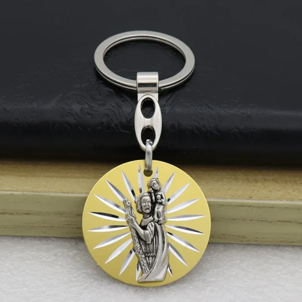 Catholic Virgin Mary Jesus Creative Jewelry Pendant Bag Keychain Zinc Alloy 3.7cm*3.7cm 4g Car Keychains