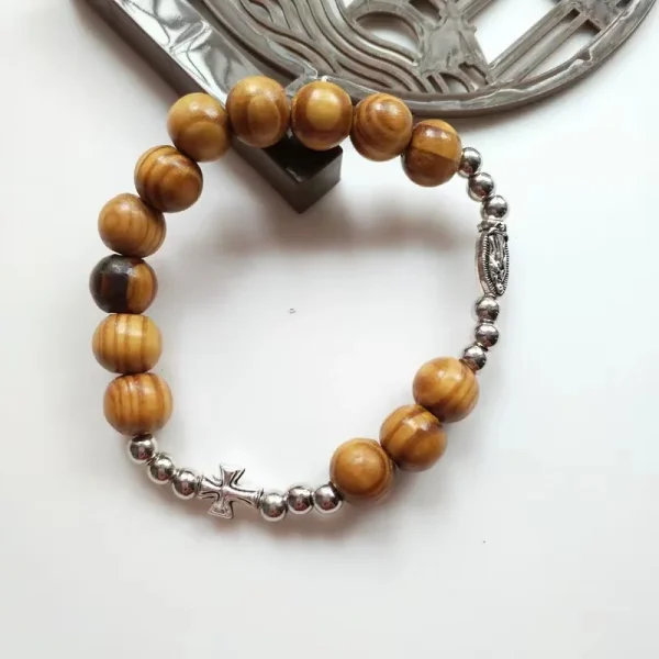 Custom Mix Color Pearl Beads Cross Bracelet Catholic Jewelry for Men and Women