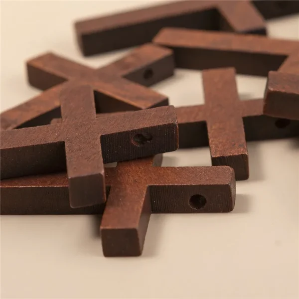Mini Natural Wood Cross 4*3cm Handicraft Wooden Crosses Christian Rosary Jewelry Accessories DIY Jewelry Wholesale