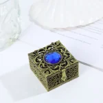 Manufacturer Wholesaler Retro Style Cross-Border Gold and Silver Metal Jewelry Box Square Patterned Alloy Gift Box - Image 3
