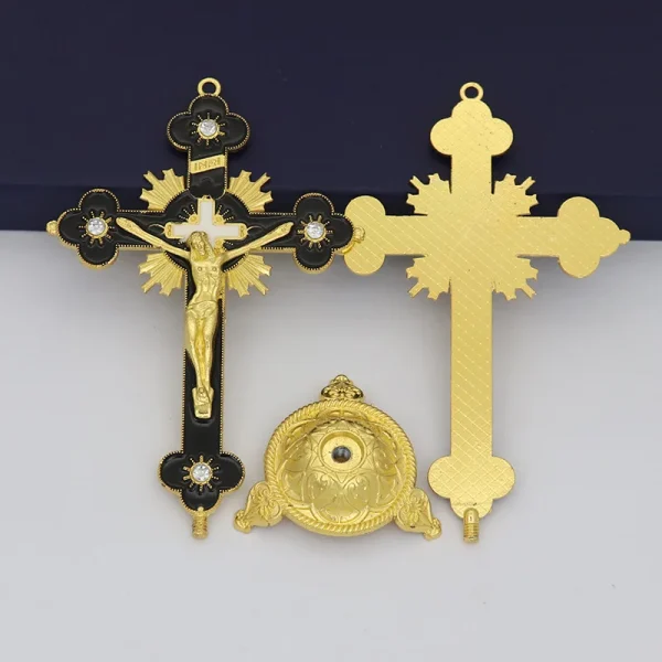 Catholic Christian Cross Ornament Metal Crafts Religious Projects Jesus Statue and Bracket Church Decoration Wholesales