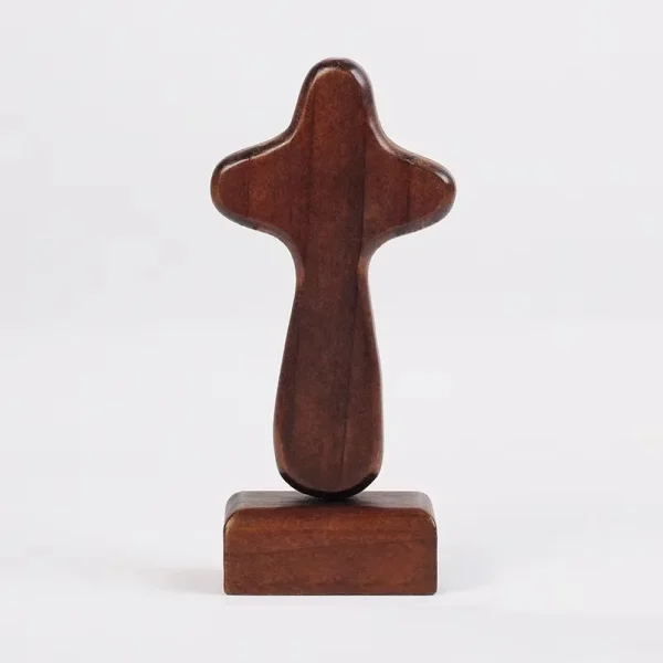 Mecrt 3 Colors Small Wooden Cross Decor Standing Cross First Communion Decoration for Church Christian Gifts Wood Prayer