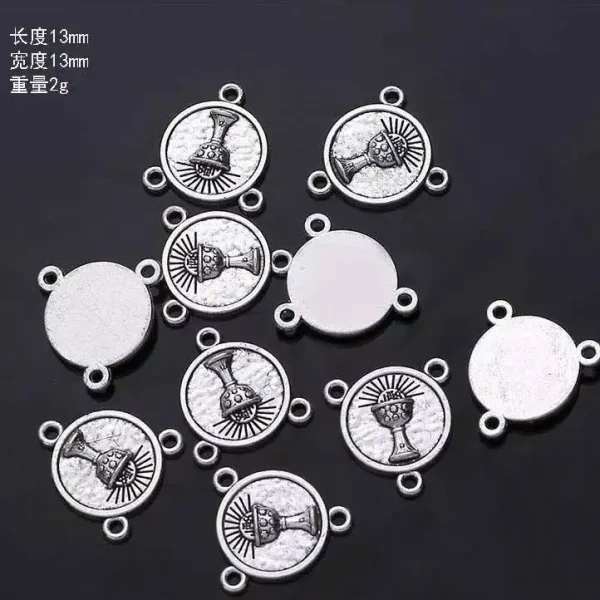 Mecrt Catholic Jewelry Accessories Virgin Mary Triangle Connector Charms Cross Pendant Raft Alloy Jewelry Necklace Ankle