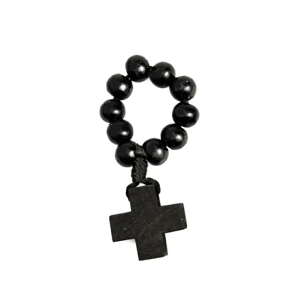 Natural Wood Beads Finger Chain Rosary Cross Colorful Ring Catholic Rosary Handmade Jewelry Wholesale