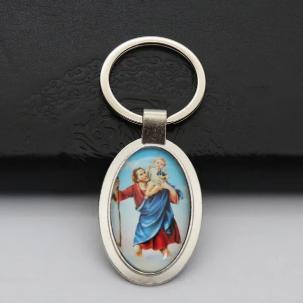 Catholic Keychain Mini Metal Keychains New Cartoon Photo Frame Pendant and Car Keychain Accessory