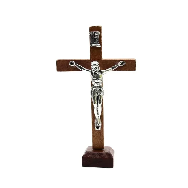 6*10.5cm Wooden Handmade St. Saint Benedict Standing Cross Crucifix Religious Catholic Gift Craft