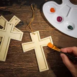 Wood Cross Christmas Pendant DIY Jewelry Craft Decoration - Image 3