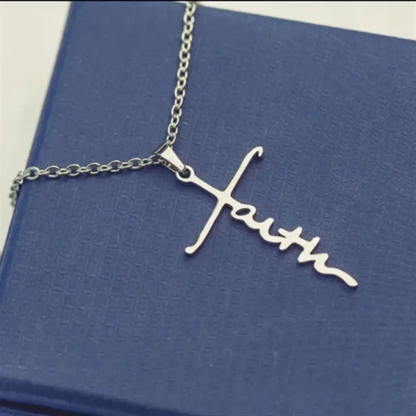 Cross Necklace Titanium Steel Stainless Steel Trendy Necklace Faith Pendant 4 Color Choices-Chain Type Jewelry Accessori