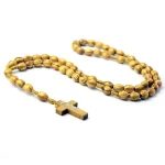 Catholic Rosary Natural Wooden Beads Cross Holding Prayer Beads Oval Patterned Beads Cheap Selling Rosaries Wholesale - Image 2