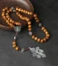 Catholic Religious Jewelry Gift Making Supplies 8*10mm Wooden Beads Rosary Necklace Cross Jesus Fashion Beaded Antique B