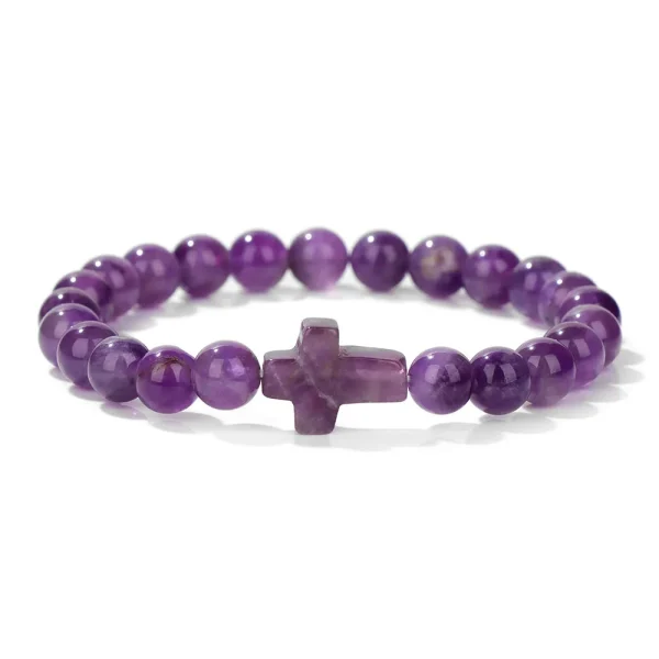 Winter Retro Cross Beads Bracelet Gem Versatile Multi-Color Pearl Beads Religious Style Trendy Gift for Bracelet