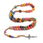 Religious Catholic Rosaries Rosary Charm Colorful Necklace Flower Plastic 10mm Bead Esus Christian Prayer Beads for Catholicism