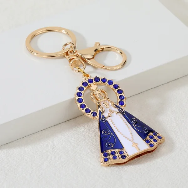 Vintage European American Religious Imitation Enamel Keychain Pendant New Cross-Border Metal Crafts Durable Stylish Acce