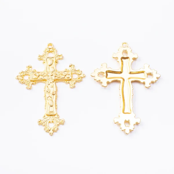 Mecrt Catholic Large Cross Gold Tone Christianity Pendants Jewelry Making Supply DIY Crafts