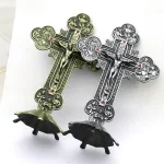 Mecrt Catholic Crucifix Ornament with Jesus Figure Vintage Desktop Accessories Zinc Alloy Ornaments Cross Metal Decoration