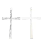 Christian Cross Pendant White Zinc Alloy DIY Jewelry Accessory Imitates Tree Bark Pattern Fashionable Pendants & Charms - Image 2