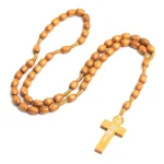 Catholic Prayer Beads Christian Rosary Elliptical Wooden Oval Beads Prayer Crosses Jesus Church Jewelry Easter Gifts Wholesale - Image 5
