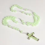 Catholic Rosary Noctilucent Bead Christian Cross Necklace 8mm Glowing Prayer Church Jesus Pendant Jewelry Easter Gifts