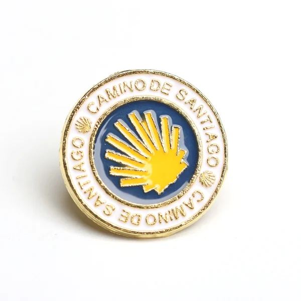 Colorful Santiago De Compostela the Pilgrim’s Way Brooch Metal Church Clothing Accessories with Engraved Jewelry W
