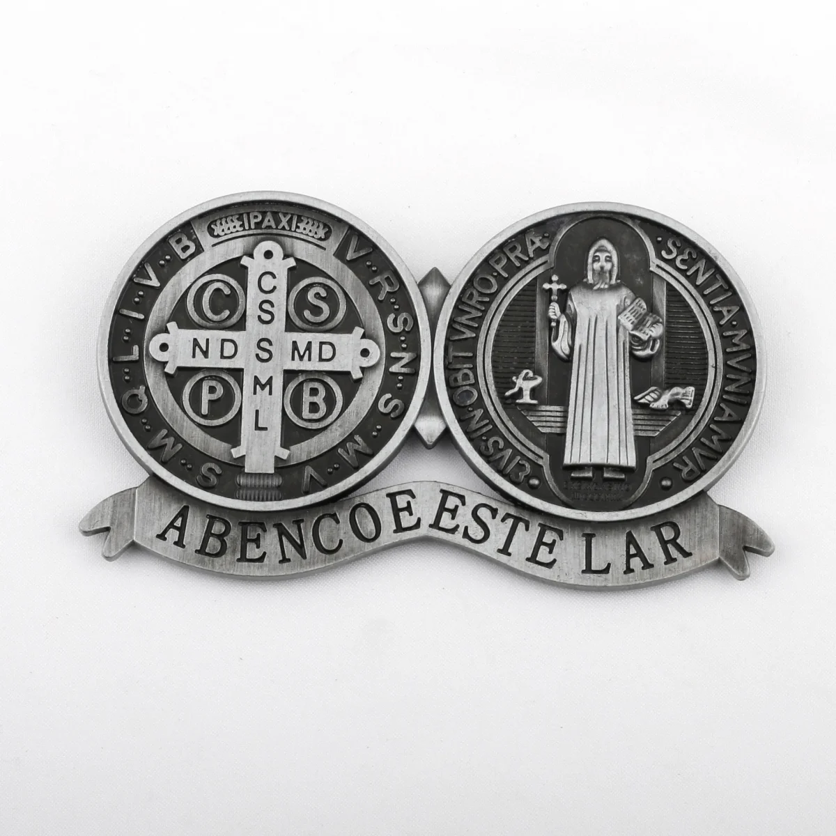 Hot-selling Home Display Metal Saint Benedict Figurine Hand-carved Engraving Benedictine Religion Gift - Image 3