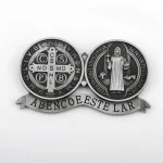 Hot-selling Home Display Metal Saint Benedict Figurine Hand-carved Engraving Benedictine Religion Gift - Image 3