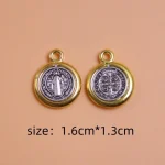 1.6*1.3cm Religious Gold and Silver Alloy St Benedict Medal - Image 4