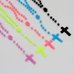 Cheap Multicolor Religious Jesus Plastic Rosary Easter Cross Luminous Necklace Christian Catholic Prayer Beads Gift - Image 5