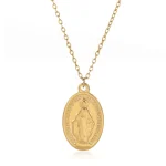 Catholic Jewelry Stainless Steel Oval Holy Father Jesus Pendant Christian Easter Necklace Pendant Fashion Religious Gifts