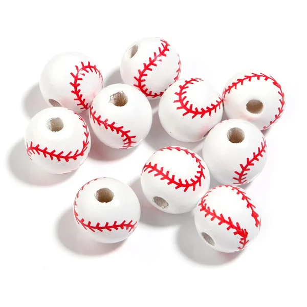 Mecrt Wooden Loose Beads for Jewelry Making Basketball Football Volleyball Beads for Bracelet Making DIY Jewelry Accesso