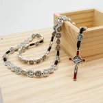 St Benedict Medal Hand Made Knotted Cord Rosary Religious Necklace for Men and Women - Image 6