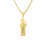 Mecrt Classic Vintage Stainless Steel Gold Plated God Pendant Necklace Religious Jewelry - Image 5