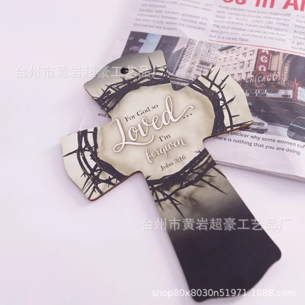 Mecrt Creative Easter DIY Pendant New Home Decoration Wooden Cross Crafts Religious Style with Main Material Jewelry