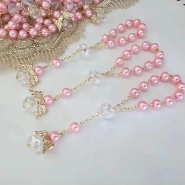 Angel Wing Bracelet Favor Acrylic Rosary Beads Mini Finger Rosaries for Baptism Favor Christening Favor Church Event