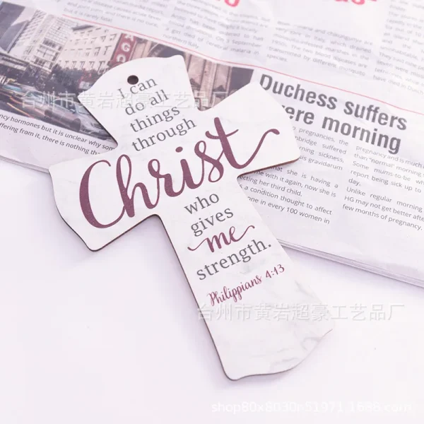 Mecrt Creative Easter DIY Pendant New Home Decoration Wooden Cross Crafts Religious Style with Main Material Jewelry