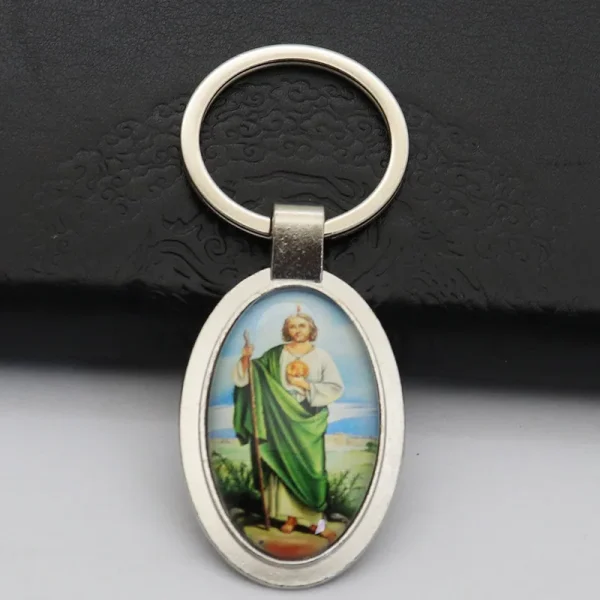 Catholic Keychain Mini Metal Keychains New Cartoon Photo Frame Pendant and Car Keychain Accessory