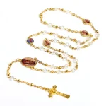 Rosary Prayer Beads Cross Necklace Colored GlassEaster Virgin Mary Christian Prayer Beads Processing and Customization - Image 6