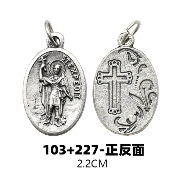 Mecrt Best Seller 2.2cm Double Sided Religious Pendant Saint Experdee + Guardian Angel Hot Jewelry Made of Alloy