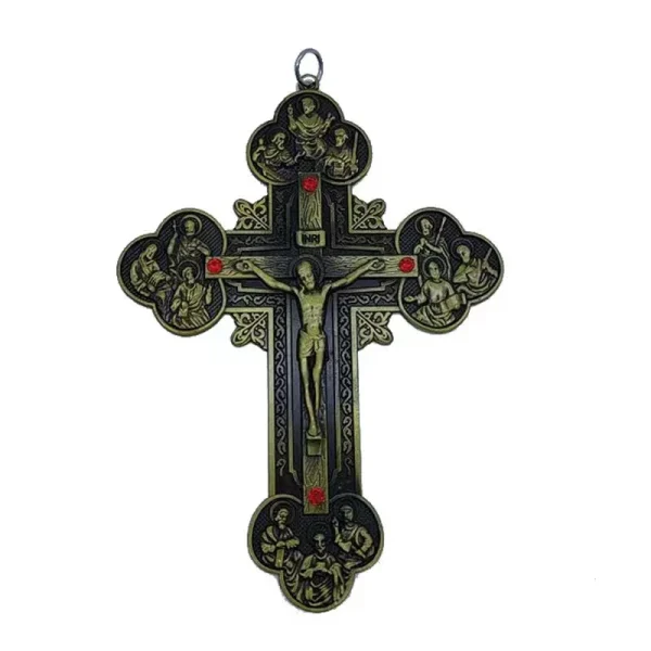 Mecrt 12*9cm Church Decoration Catholic Cross Jesus Christ Religion Crucifix Wall Cross Pendant Hanging Decorations Orna