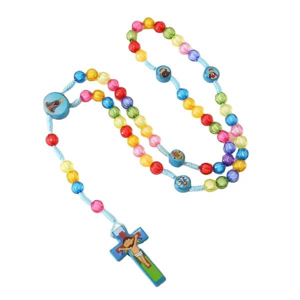 Rosary Beads Catholic Religious Children Necklace Christian Jesus Rosaries Holy Prayer Jewelry Knotted Rosary Supplies
