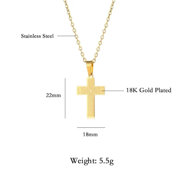 Catholic Cross Guadalupe Virgin Mary Stainless Steel Religious Heart Lord Prayer Bible Cross Etch Embossed Necklace